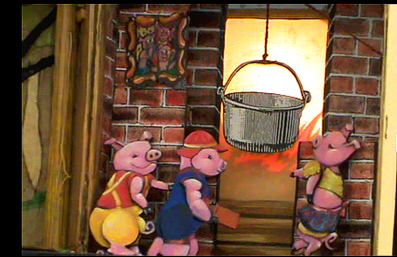 Animation anniversaire à domicile : Les 3 Petits Cochons et le chaudron.